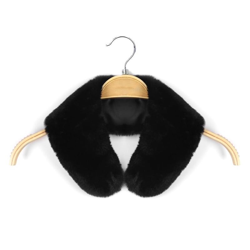 Joyci Fashion Women's Faux Fur Collar Winter Warm Neck Shawl Scarf Collar (Black) - Image 3